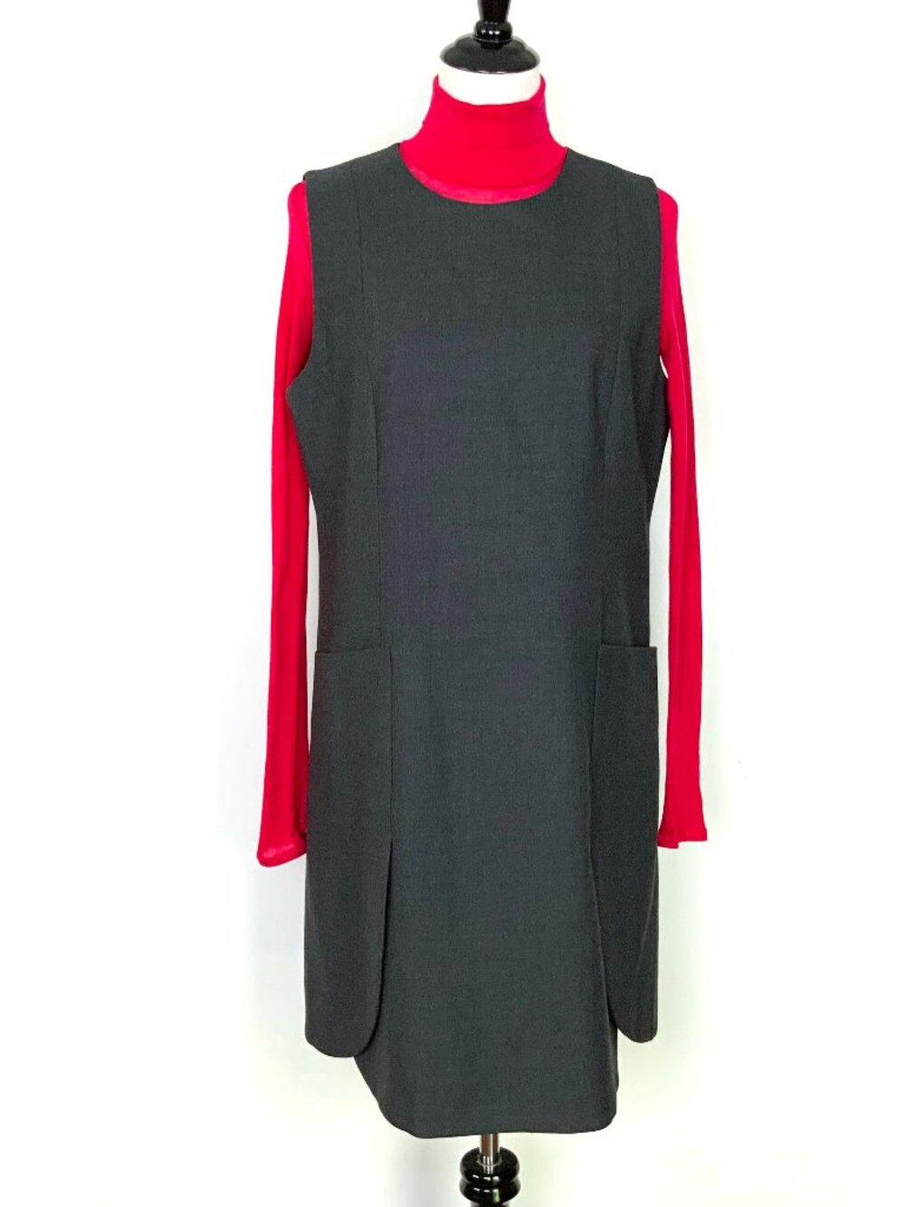 Tory Burch Gray Wool Sleeveless Shift Dress Career Sz 12